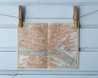 1909 Vintage Rouen Map