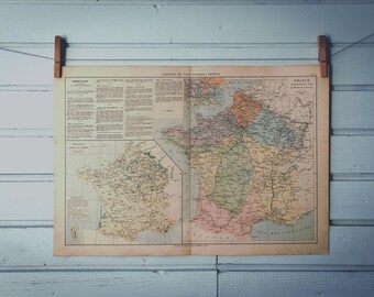1886 Vintage Traffic Map of France