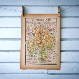 Carte vintage 1941 de la province de Namur en Belgique