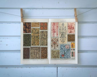 1907 Vintage Textile Designs Chromolithograph Illustration
