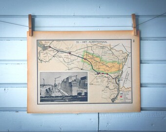 1941 Vintage Map of Albert Canal