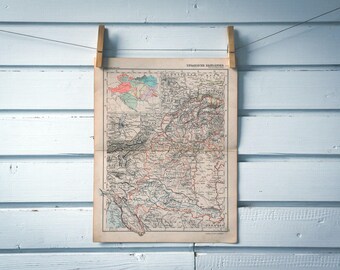 1884 Vintage Central Europe Map