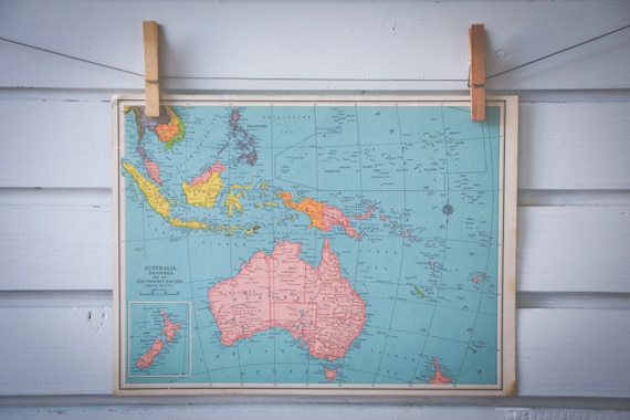 1957 Vintage Australia Map
