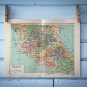 1928 Vintage Central Mexico Map