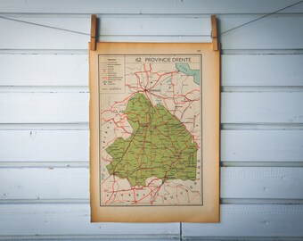 1941 Vintage Map of Drenthe Province of the Netherlands