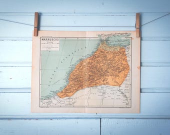 1937 Vintage Map of Morocco