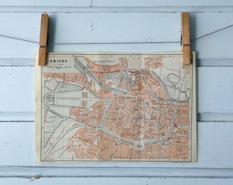 1909 Vintage Amiens Map
