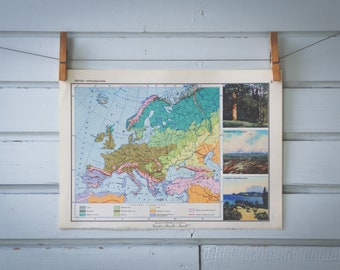 1967 Vintage Europe Geographic Regions Map