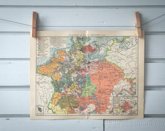 1908 Vintage Map of Germany in Mid 16th Century