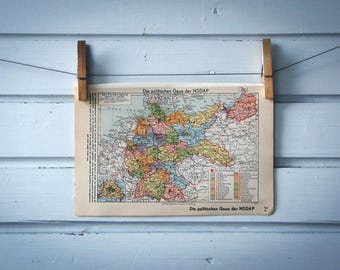 1936 Vintage Germany Political Regions Map