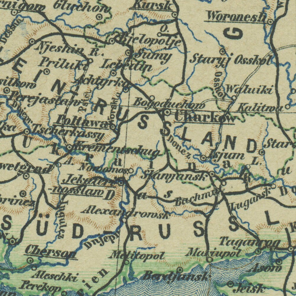 1890 Vintage Map of the Russia