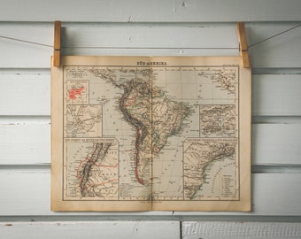 1884 Vintage South America Map