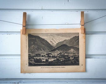 1890 Vintage Interlaken Lithograph Illustration