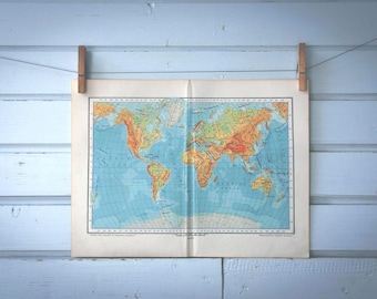 1937 Vintage World Map