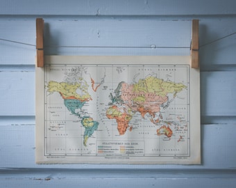 1907 Vintage Government Types World Map
