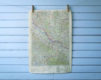 1955 Vintage Central Croatia & South Hungary Map