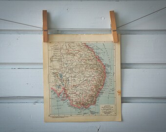 1929 Vintage Southeast Australia Map