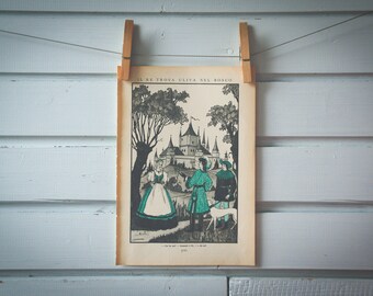 1935 Vintage King & Girl Illustration