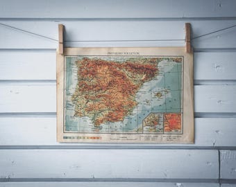 1952 Vintage Map of Spain