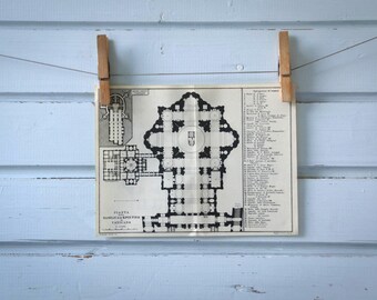 1931 Vintage Plan of St. Peter's Basilica