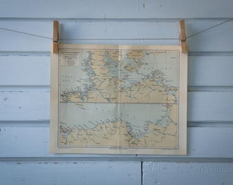 1907 Vintage Map of the German Coastal Rescue Stations