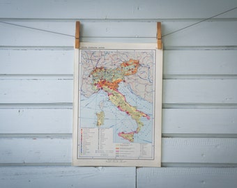 1967 Vintage Map of Italy