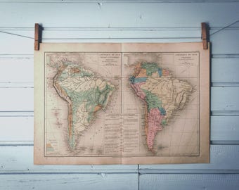 1886 Vintage South America Map