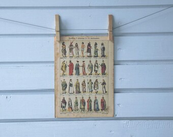1895 Vintage Costumes Chromolithograph Illustration