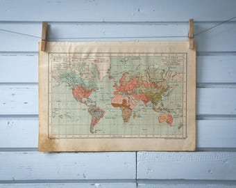 1904 Vintage Ethnography World Map