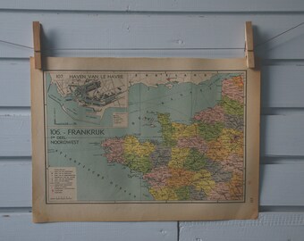 1941 Vintage West France Map