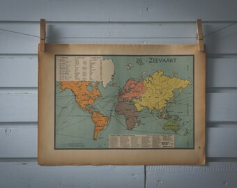 1941 Vintage Ocean Routes World Map