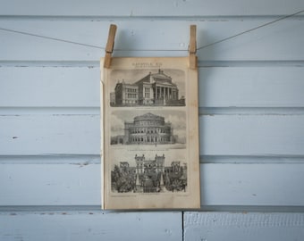 1887 Vintage 19th Century Architecture Styles Lithograph Illustration