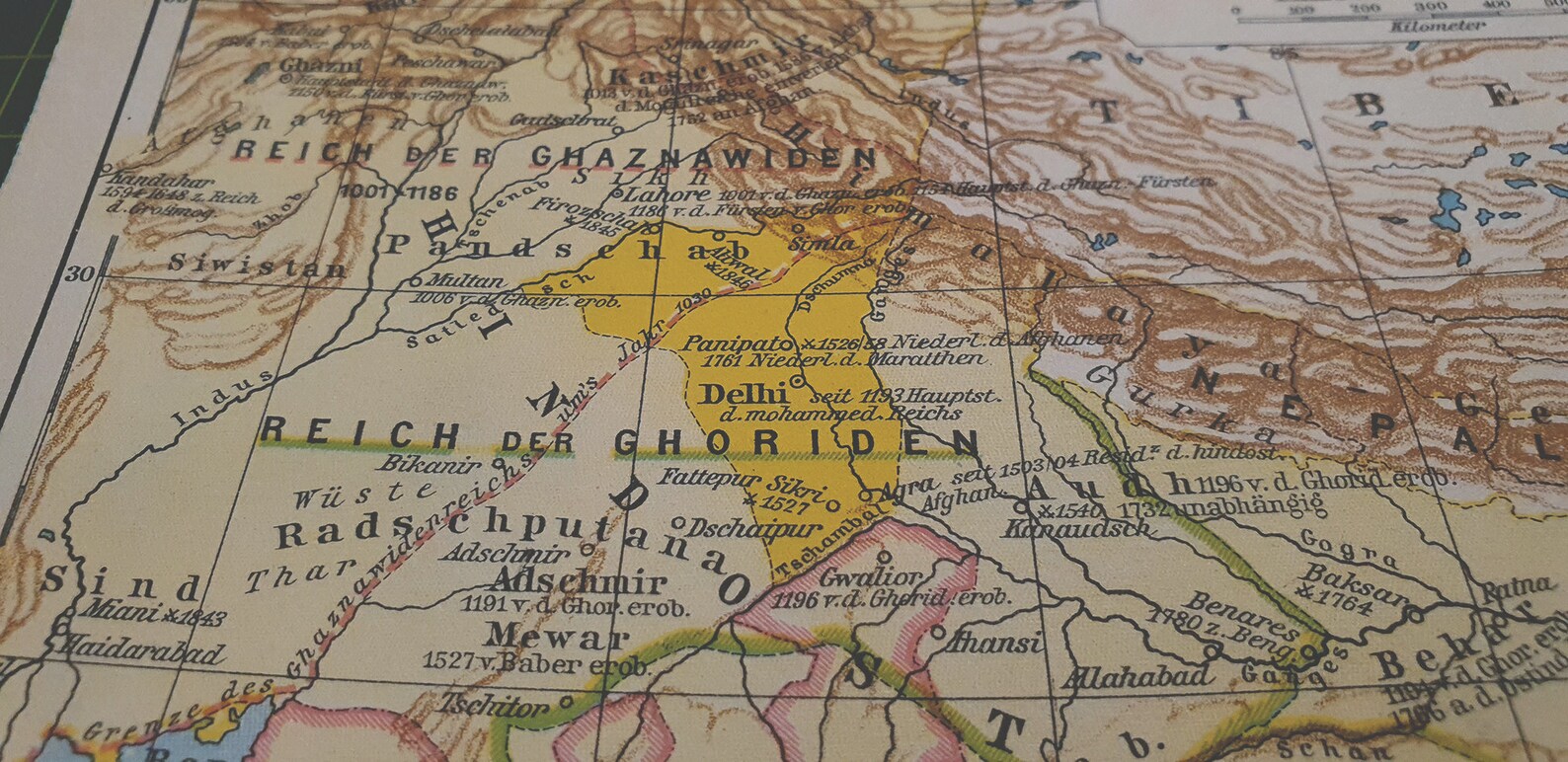 1932 Vintage Map of India Etsy