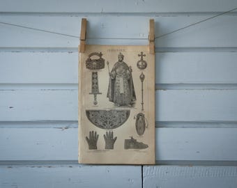 1887 Vintage Royal Regalia Lithograph Illustration