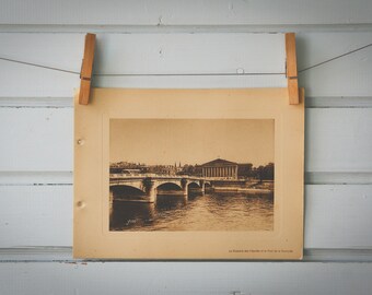 1910s Vintage Paris Pont de la Concorde Illustration
