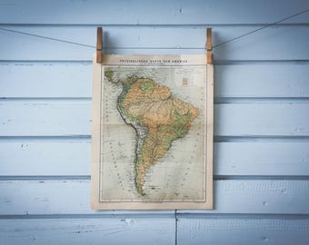 1887 Vintage South America Map