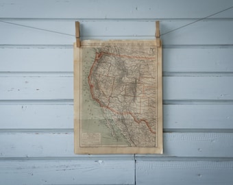 1887 Vintage West USA Map