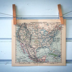 Carte des Etats-Unis vintage 1893