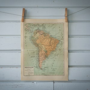 Carte de l'Amérique du Sud, vintage 1928