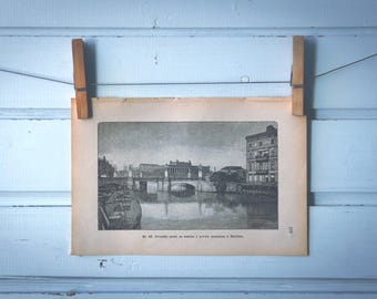1892 Vintage Berlin Schlossbrücke Lithograph Illustration