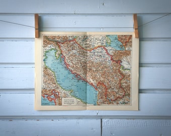 1936 Vintage Yugoslavia Map