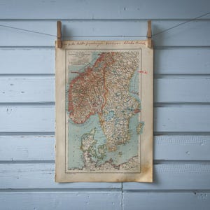 Carte vintage de la Scandinavie du Sud de 1904