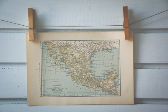 1925 Vintage Map of Mexico