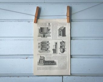 1887 Vintage Kitchen Stove Lithograph Illustration