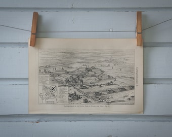 1907 Vintage Prison Lithograph Illustration