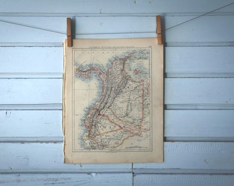 1892 Vintage Colombia Map