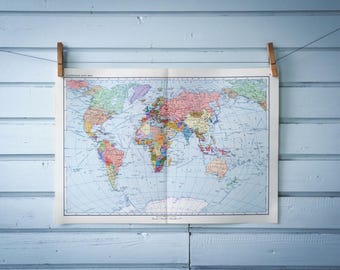 1967 Vintage World Map