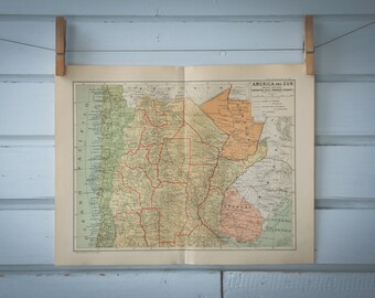 1928 Vintage North Argentina Map