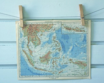 1951 Vintage Map of Southeast Asia