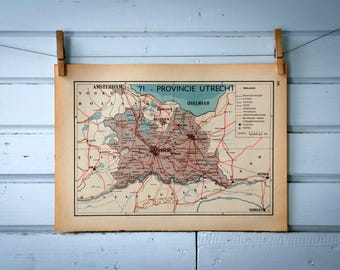 1941 Vintage Map of Dutch Utrecht Province